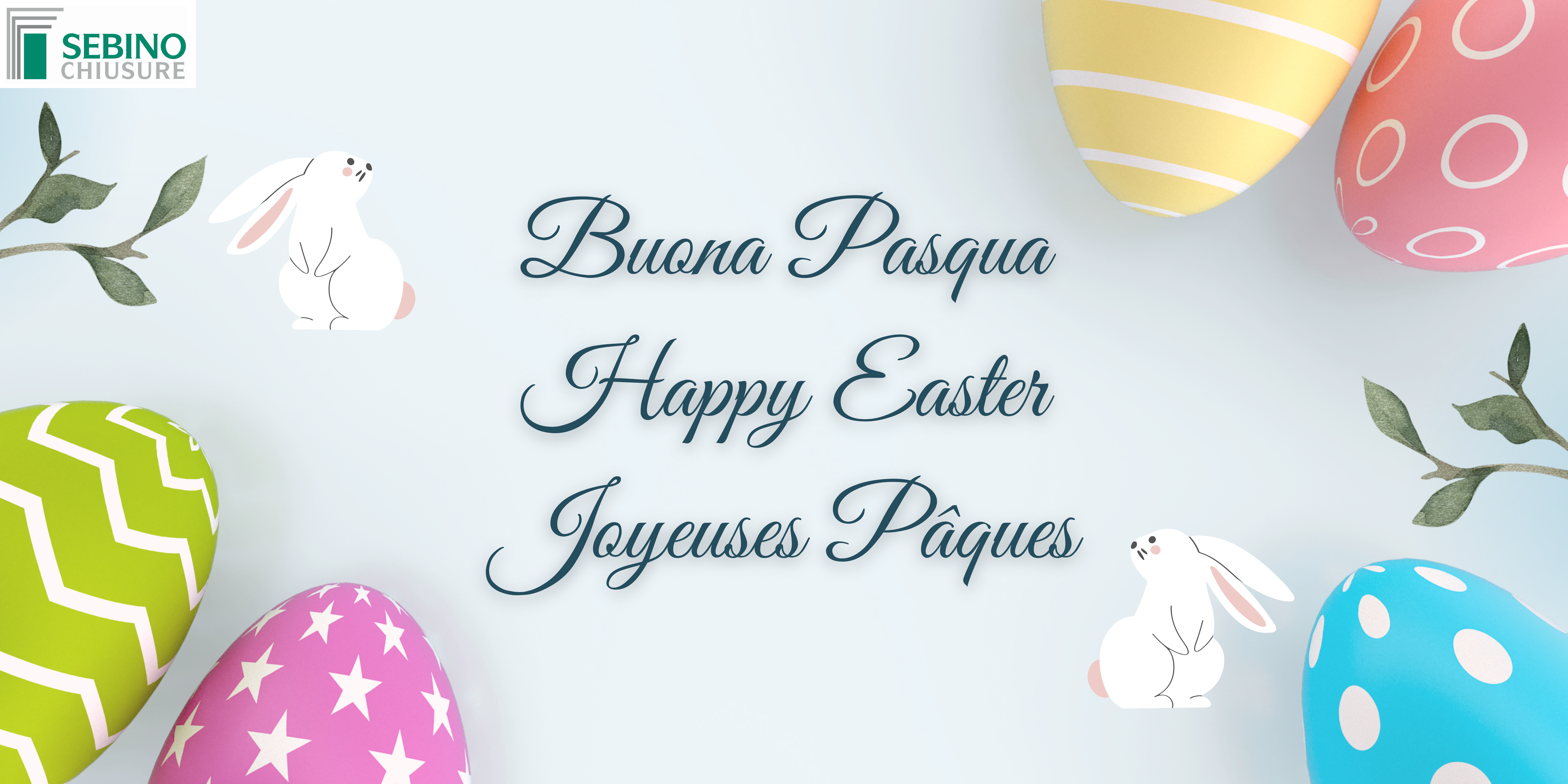 981 AUGURI DI BUONA PASQUA 2025 Pink Modern Happy Easter Day Banner